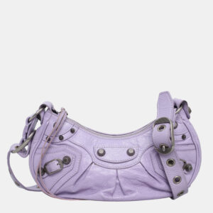 Balenciaga Purple Lambskin Leather Agneau Arena Le Cagole Shoulder Bag