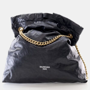 Balenciaga Crush Medium Black Calfskin Tote Bag