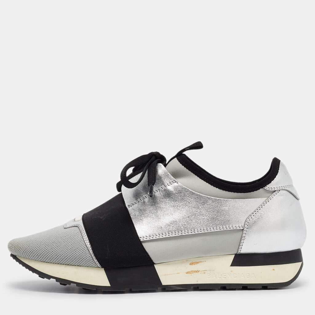 luxury-women-balenciaga-used-shoes-p1001672-002 Balenciaga Tricolor Leather and Neoprene Race Runner Sneakers Size 38