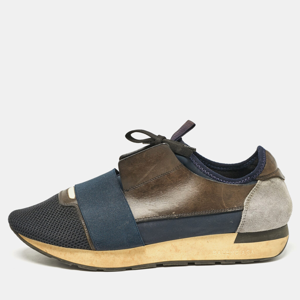 luxury-women-balenciaga-used-shoes-p1099398-004 Balenciaga Multicolor Leather and Mesh Race Runner Low Top Sneakers Size 41