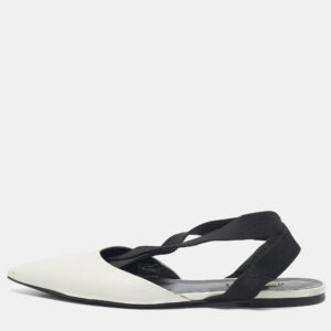 Balenciaga White Leather Knife Pointed Toe Slingback Flats Size 39