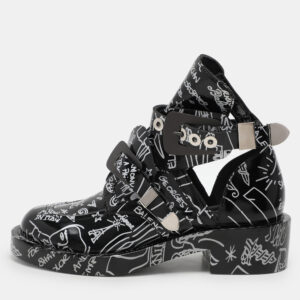 Balenciaga Black Patent Leather Graffiti Booties Size 38