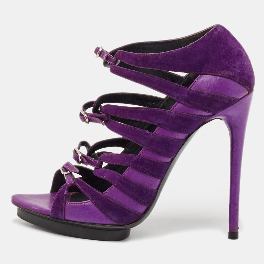luxury-women-balenciaga-used-shoes-p1102135-001 Balenciaga Purple Suede Strappy Sandals Size 39