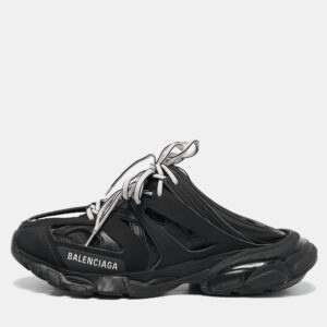 Balenciaga Black Faux Leather Track Mule Sneakers Size 39