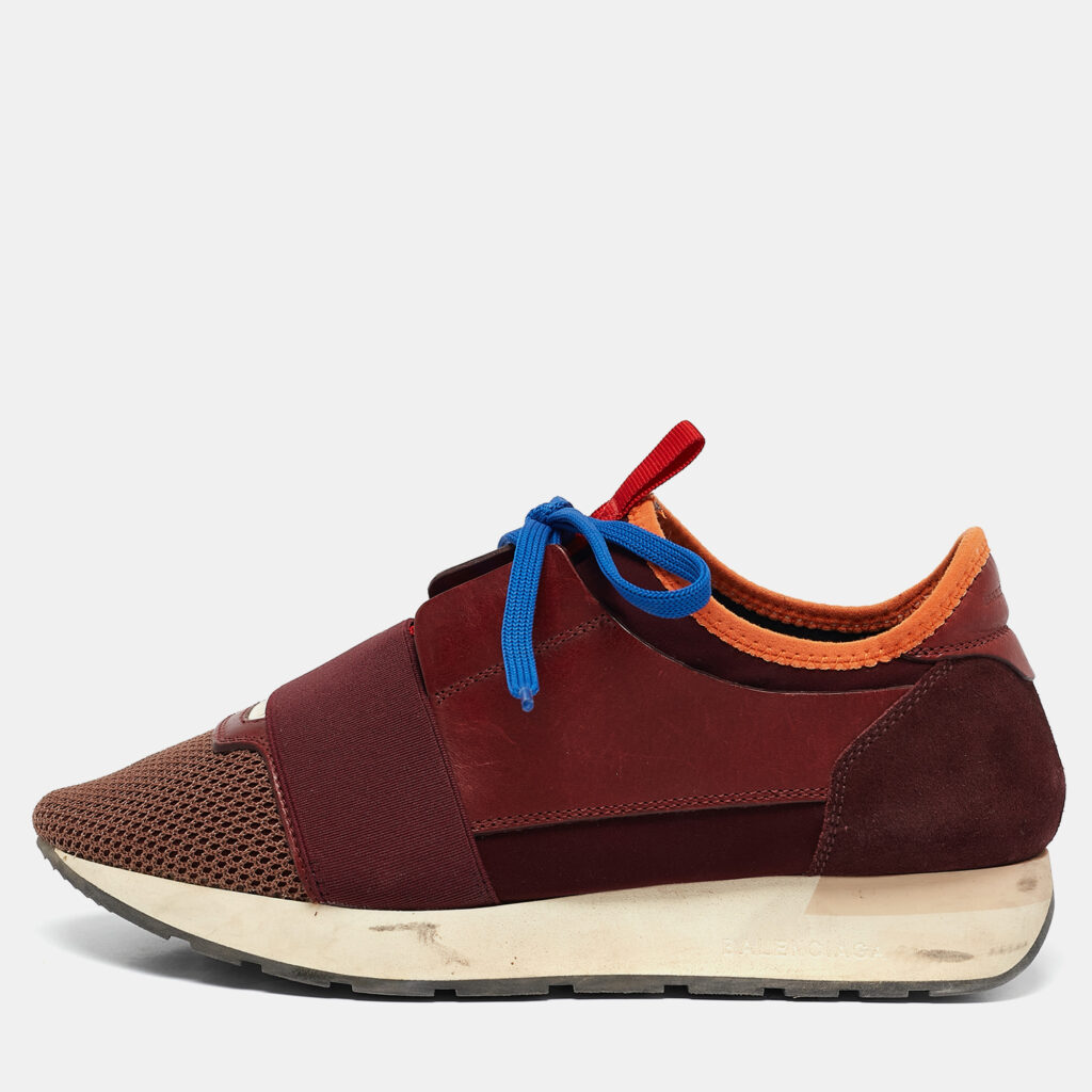 luxury-women-balenciaga-used-shoes-p1108329-001 Balenciaga Multicolor Leather and Mesh Race Runner Low Top Sneakers Size 38