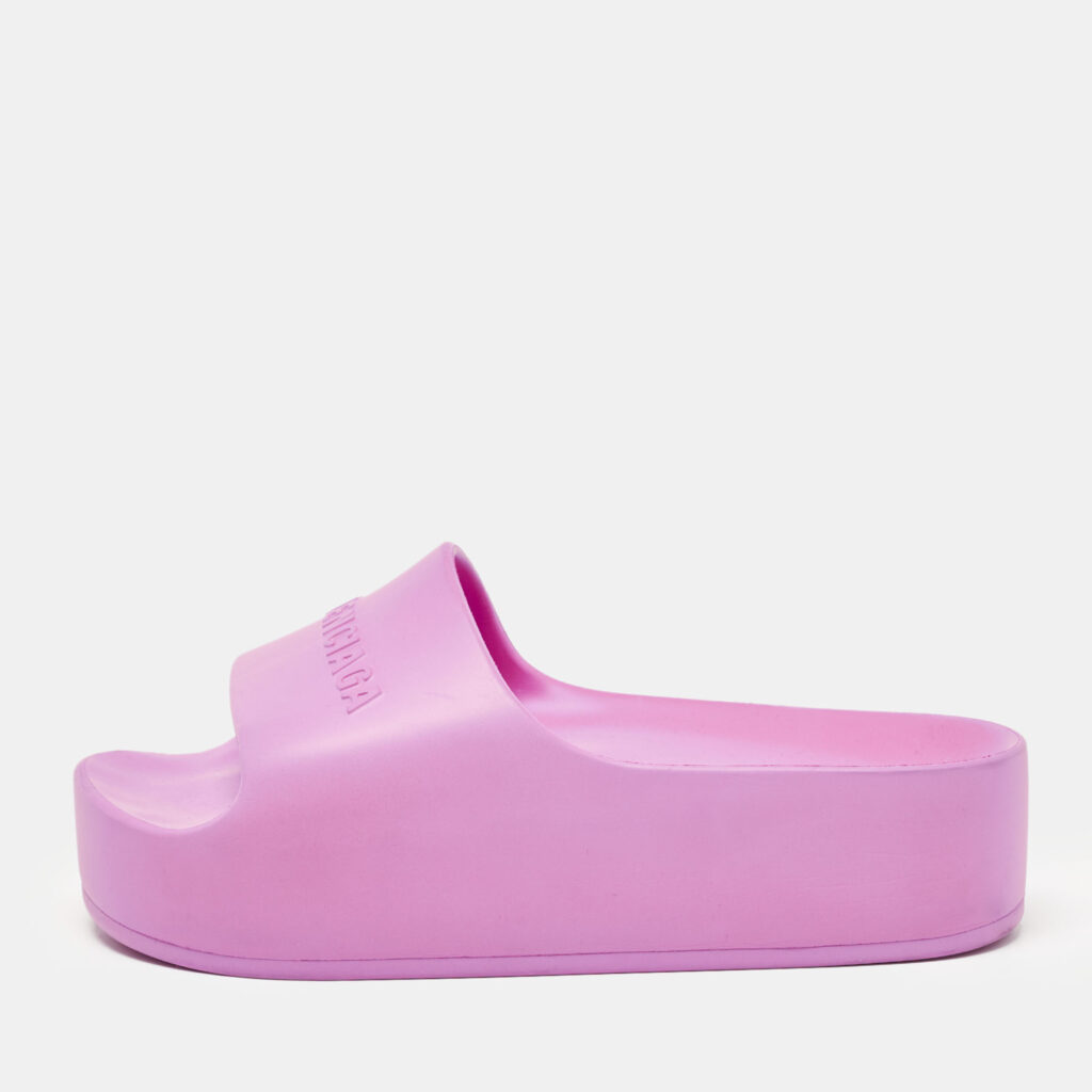 luxury-women-balenciaga-used-shoes-p1110586-003 Balenciaga Pink Rubber Platform Chunky Slide Sandals Size 36