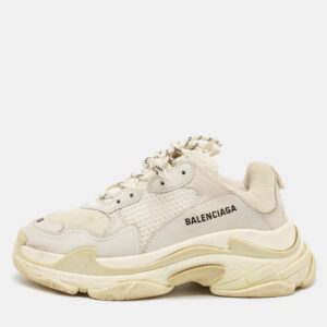 Balenciaga Multicolor Faux Leather and Mesh Triple S Lace Up Sneakers Size 39