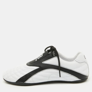 Balenciaga White/Black Quilted Leather Zen Low Top Sneakers Size 39