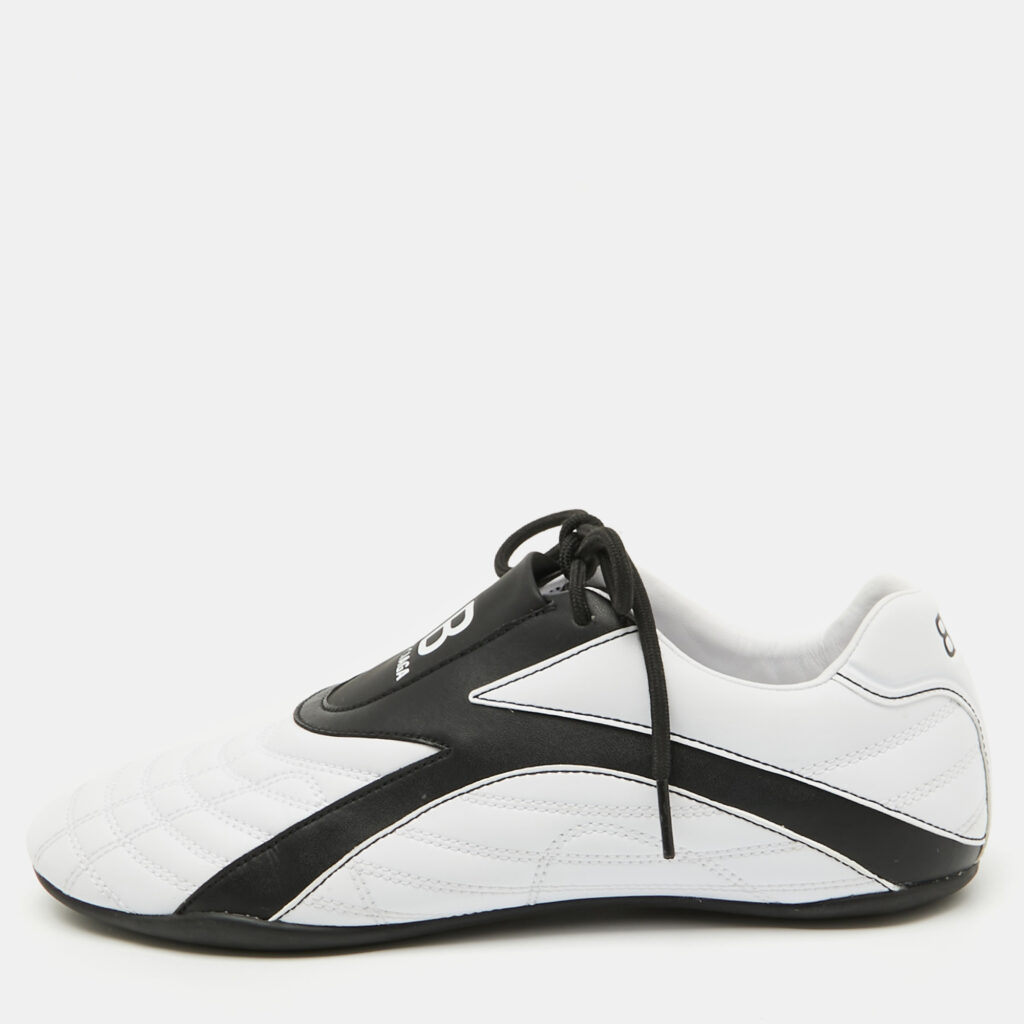 luxury-women-balenciaga-used-shoes-p1120877-008 Balenciaga White/Black Quilted Leather Zen Low Top Sneakers Size 39