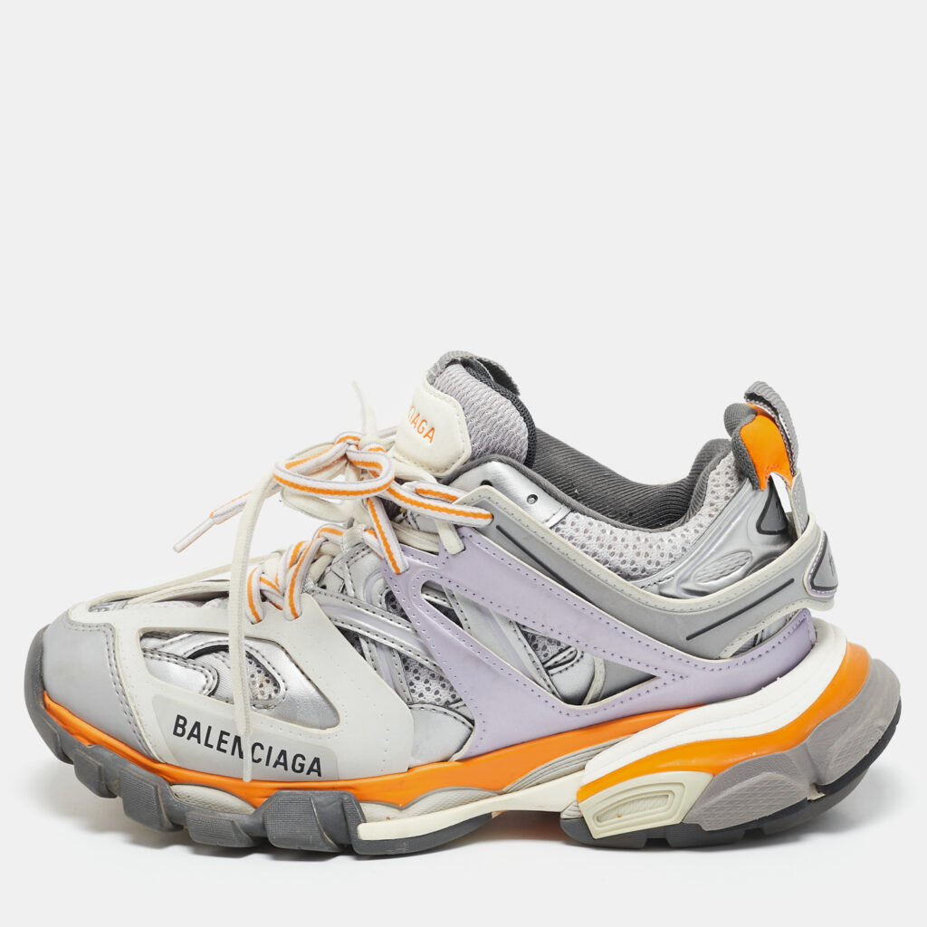 luxury-women-balenciaga-used-shoes-p1132217-008 Balenciaga Multicolor Faux Leather and Mesh Track Lace Up Sneakers Size 36