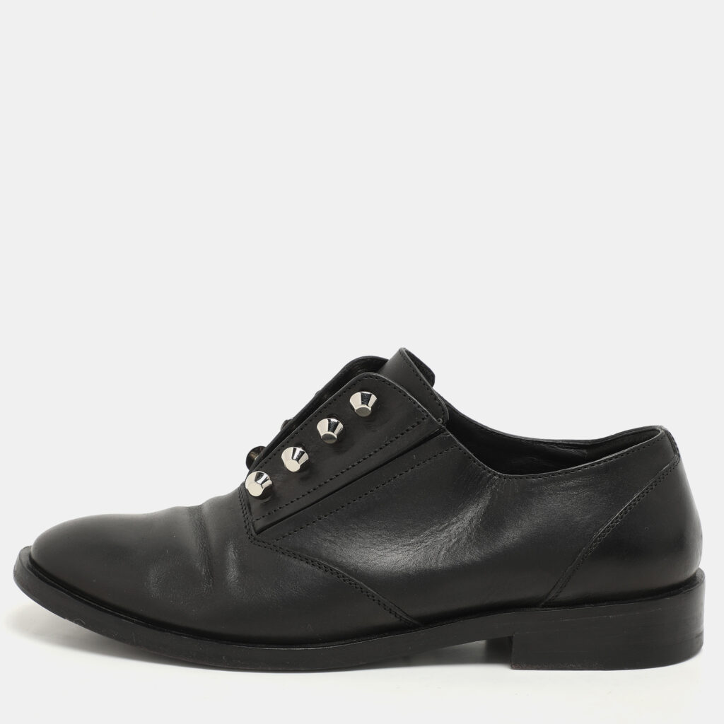 luxury-women-balenciaga-used-shoes-p1137546-007 Balenciaga Black Leather Embellished Oxfords Size 37.5