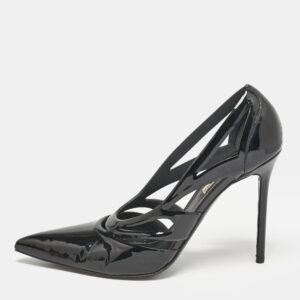 Balenciaga Black Patent Leather Spider Cut Out Pumps Size 38