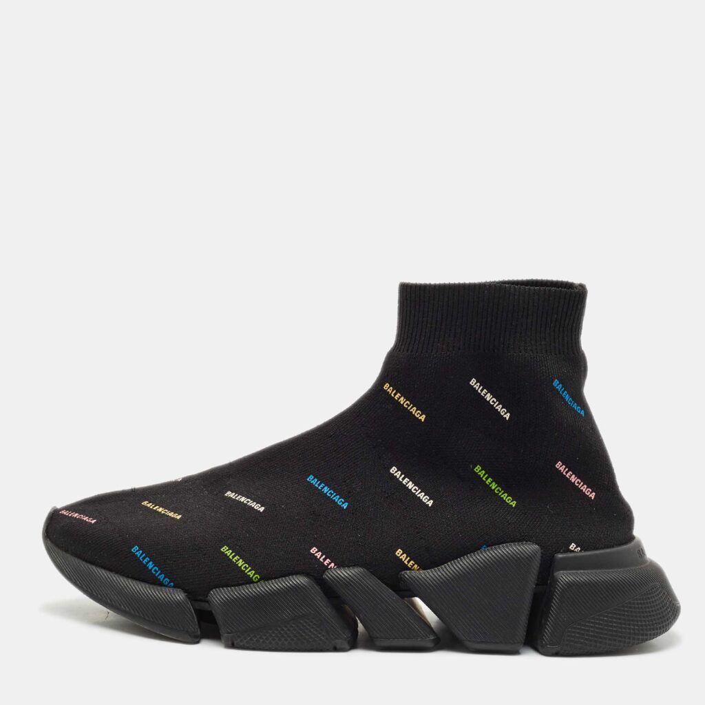 luxury-women-balenciaga-used-shoes-p1154339-003 Balenciaga Black Knit Fabric Speed Trainer Sneakers Size 38