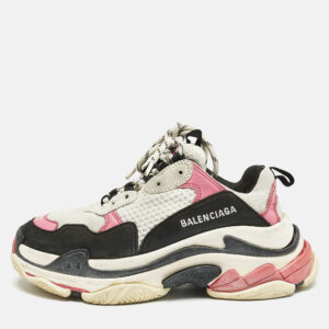 Balenciaga Multicolor Mesh and Nubuck Leather Triple S Sneakers Size 37