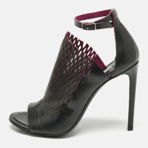 Balenciaga Black/Pink Lasercuts Leather Glove  Sandals Size 37