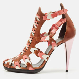 Balenciaga Multicolor Woven Leather Ankle Strap Sandals Size 41