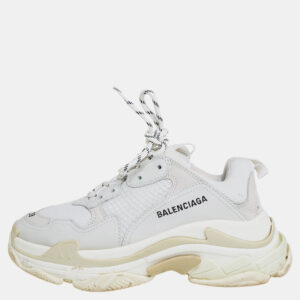 Balenciaga Grey Mesh And Leather Triple S Sneakers Size 38