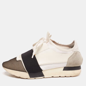 Balenciaga Tricolor Leather And Mesh Race Runner Sneakers Size 37