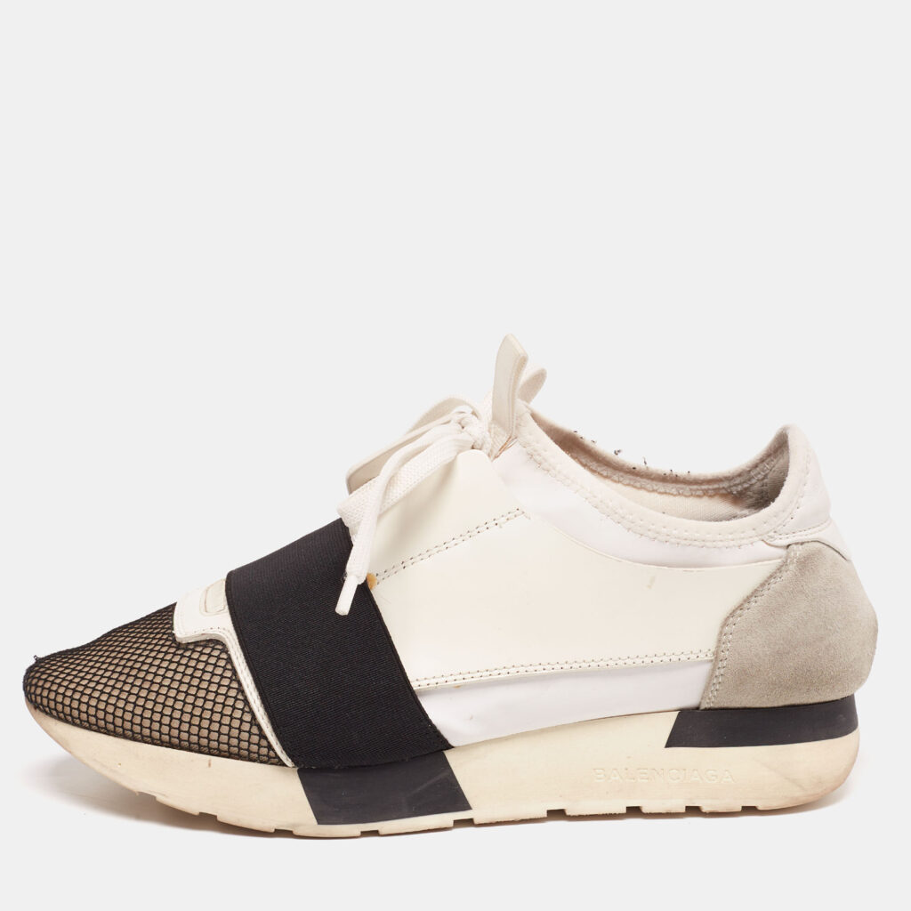 luxury-women-balenciaga-used-shoes-p642552-010-2 Balenciaga Tricolor Leather And Mesh Race Runner Sneakers Size 37