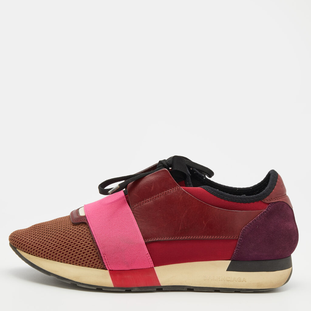 luxury-women-balenciaga-used-shoes-p707584-002-1 Balenciaga Multicolor Leather And Mesh Race Runner Low Top Sneakers Size 40