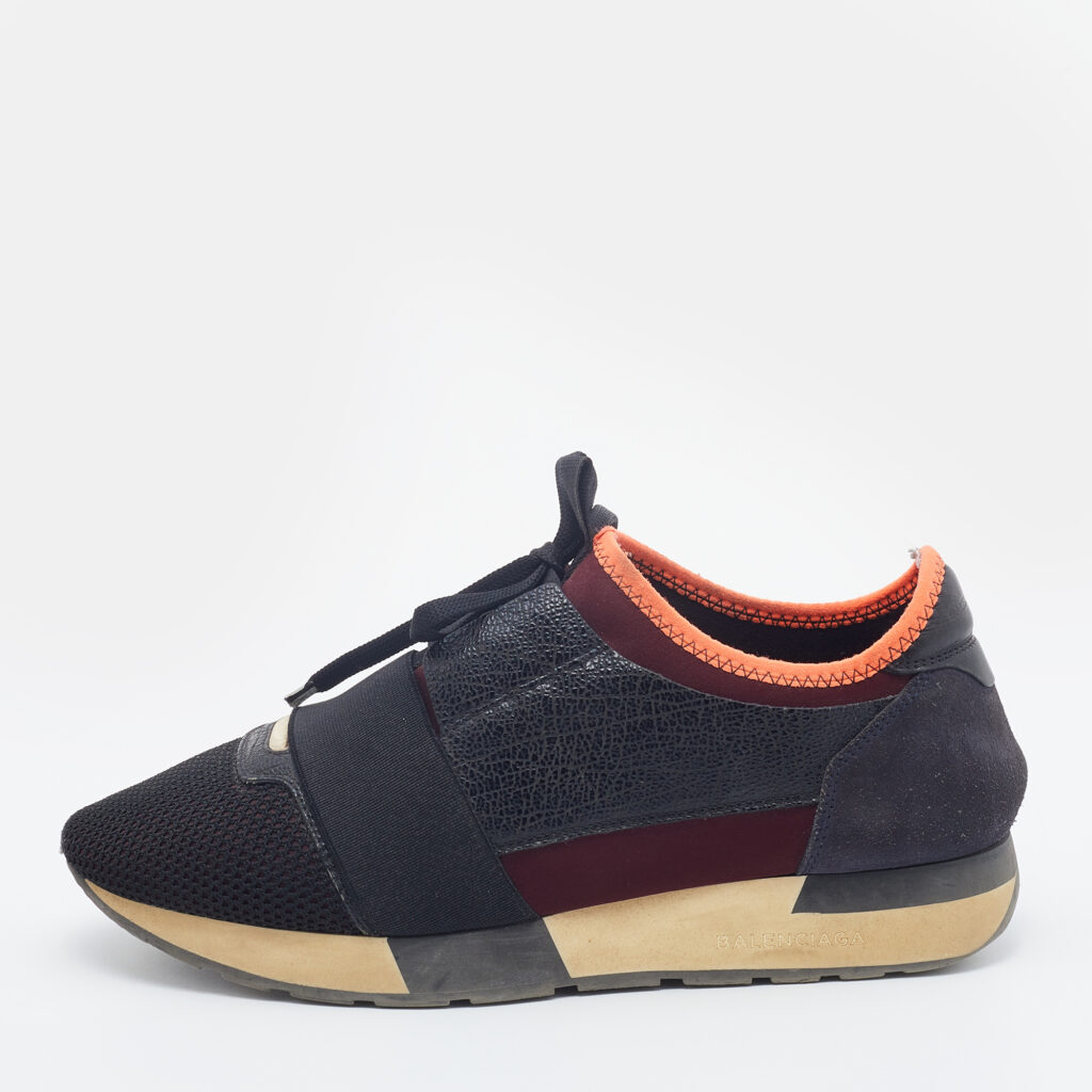 luxury-women-balenciaga-used-shoes-p714775-004 Balenciaga Multicolor Leather And Mesh Race Runner Low Top Sneakers Size 39