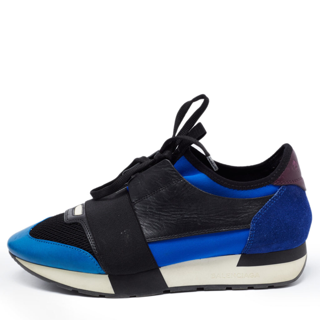 luxury-women-balenciaga-used-shoes-p740514-003 Balenciaga Multicolor Leather and Mesh Race Runner Sneakers Size 38
