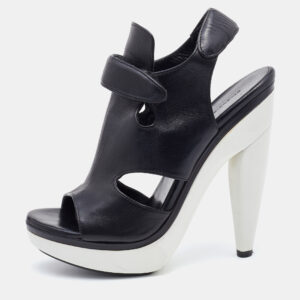 Balenciaga Black Leather Slingback Sandals Size 38.5
