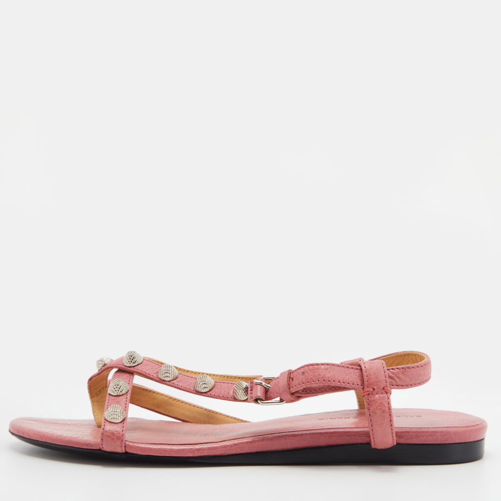luxury-women-balenciaga-used-shoes-p790873-001 Balenciaga Pink Leather Arena Flat Sandals Size 36