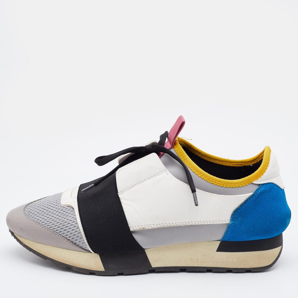 luxury-women-balenciaga-used-shoes-p794933-005 Balenciaga Multicolor Leather and Mesh Race Runner Sneakers Size 39