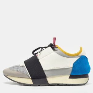 Balenciaga Multicolor Leather and Mesh Race Runner Sneakers Size 37