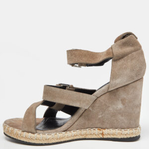 Balenciaga Grey Suede Strappy Wedge Sandals Size 39