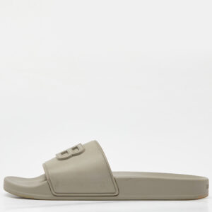 Balenciaga Grey Rubber BB Logo Flat Slides Size 39