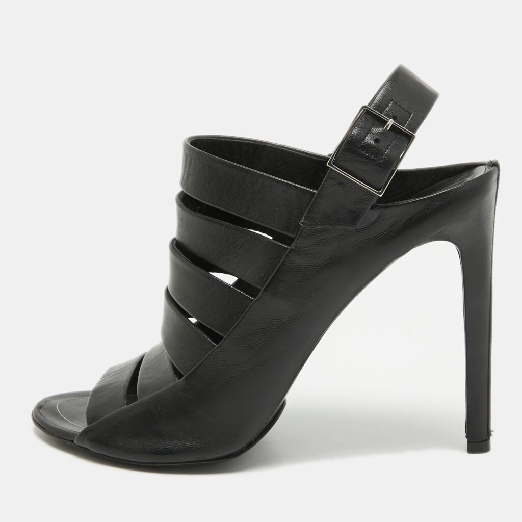 luxury-women-balenciaga-used-shoes-p943648-001 Balenciaga Black Leather Strappy Slingback Sandals Size 39