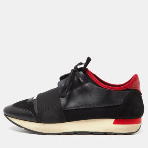 Balenciaga Black Leather,Suede and Mesh Race Runner Sneakers Size 39