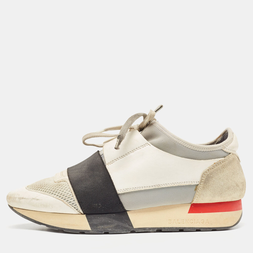 luxury-women-balenciaga-used-shoes-p947891-010 Balenciaga Multicolor Suede and Leather Race Runner Sneakers Size 37