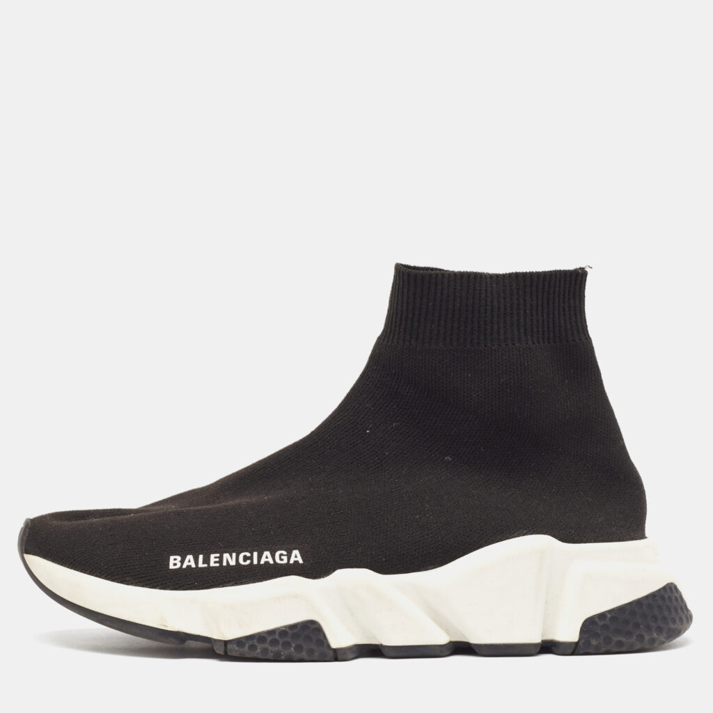 luxury-women-balenciaga-used-shoes-p964187-001 Balenciaga Black Knit Speed Trainer Sneakers Size 37
