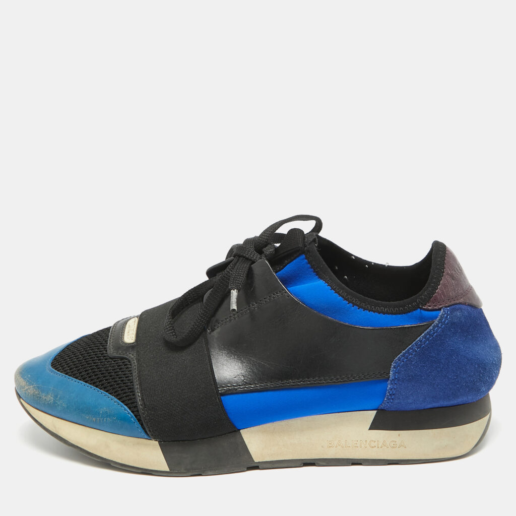 luxury-women-balenciaga-used-shoes-p969299-001 Balenciaga Multicolor Leather and Mesh Race Runner Sneakers Size 39