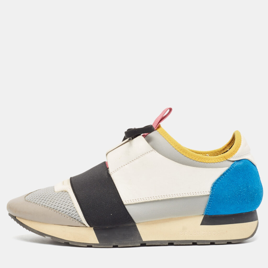 luxury-women-balenciaga-used-shoes-p986351-001 Balenciaga Multicolor Leather and Mesh Race Runner Sneakers Size 38