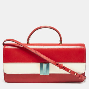 bally red/white leather east/west ollam brief top handle bag