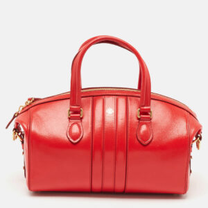 bally red leather small beckett week top handle bag