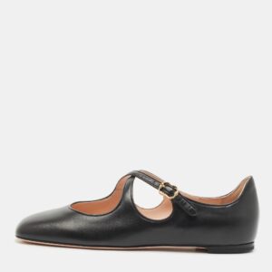 Bally Black Leather Byntia Ballet Flats Size 38