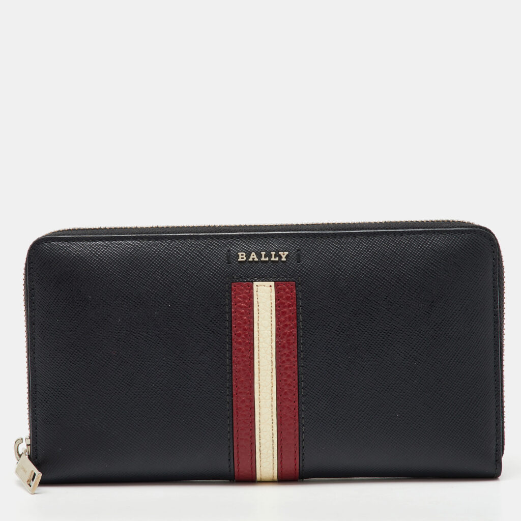 luxury-women-bally-used-handbags-p1138642-010 Bally Black Saffiano Leather Salen Zip Around Wallet
