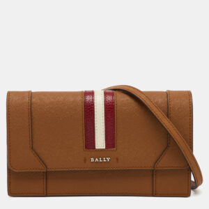 Bally Brown Saffiano Leather Stafford Flap Crossbody Bag