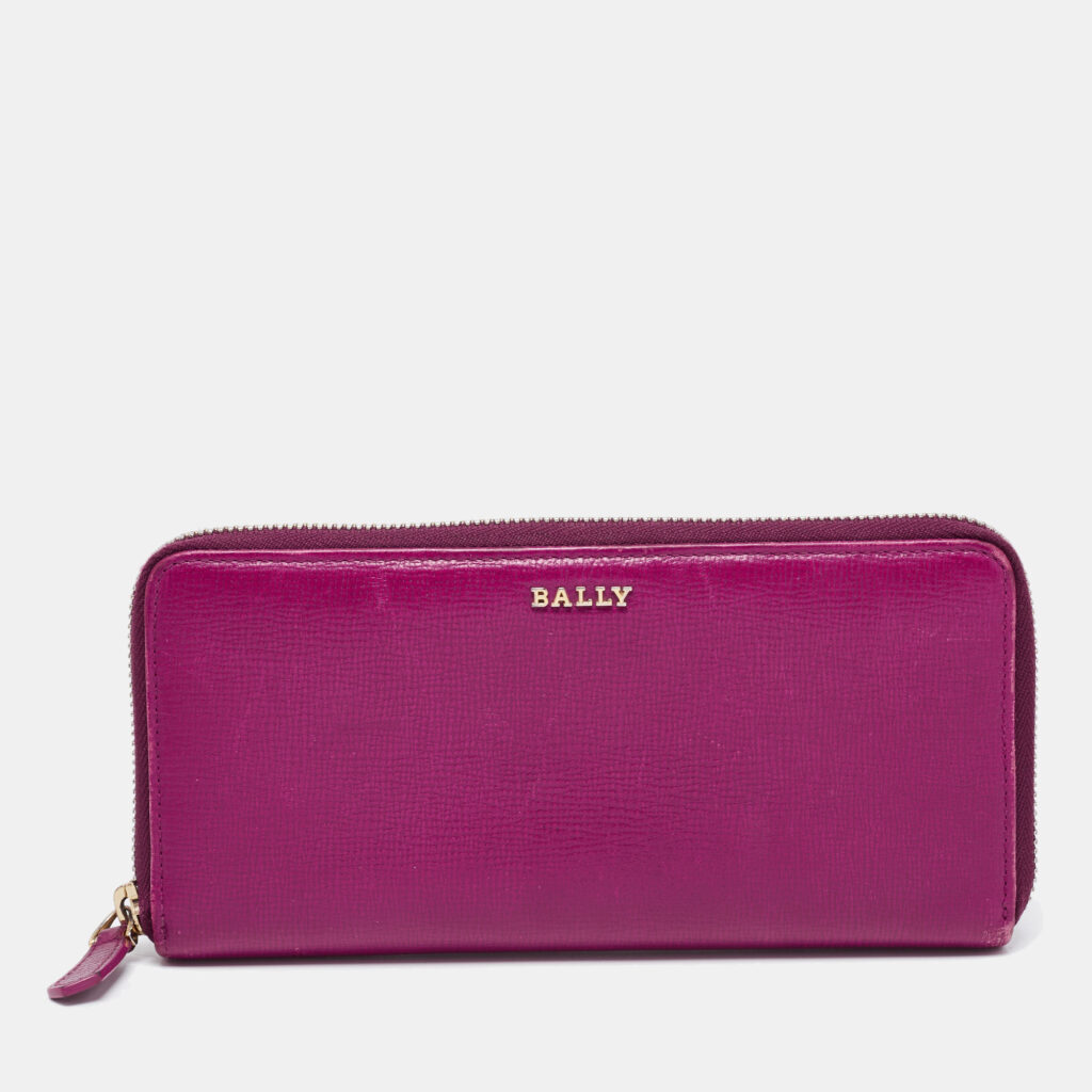 luxury-women-bally-used-handbags-p653483-002-1 Bally Purple Leather Zip Around Wallet