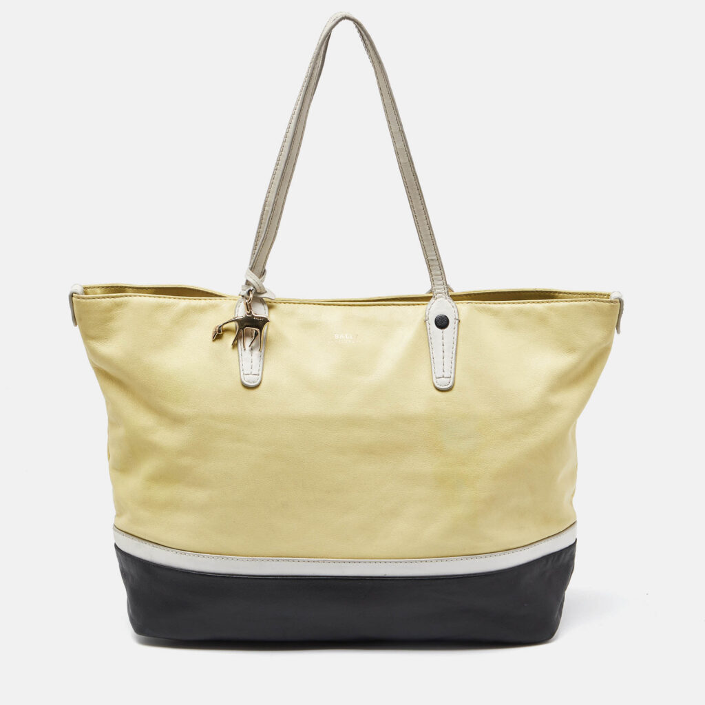 luxury-women-bally-used-handbags-p932678-003 Bally Yellow/Black Leather Shopper Tote