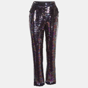 Balmain Purple Fringe Trim Sequin Pants L