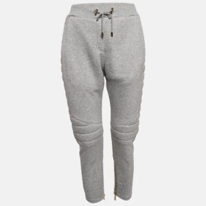 Balmain Grey Knit Zip and Puffer Detail Trackpants M