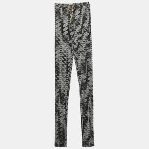 balmain black patterned knit leggings s