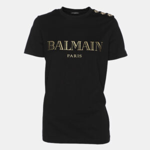 Balmain Black Jersey Logo Print T-Shirt S