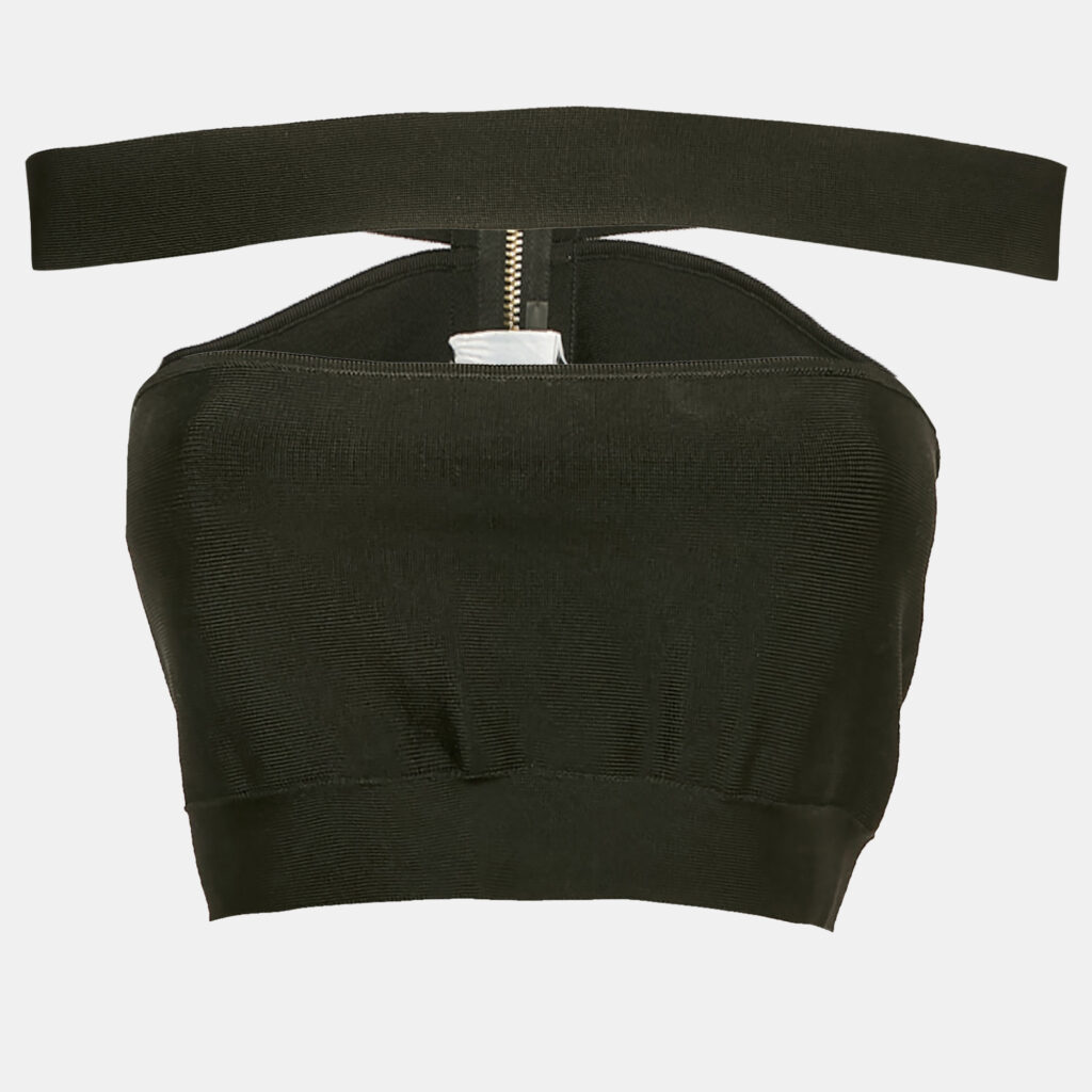 luxury-women-balmain-used-clothes-p1154512-005 Balmain Black Jersey Corset Crop Top S